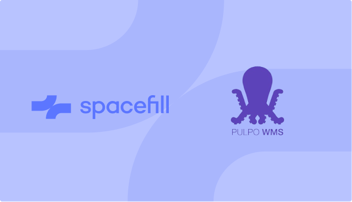 Logos de Spacefill et PULPO WMS sur fond violet.