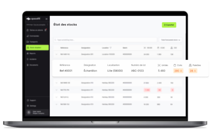 Visualisation des stocks sur la plateforme Spacefill